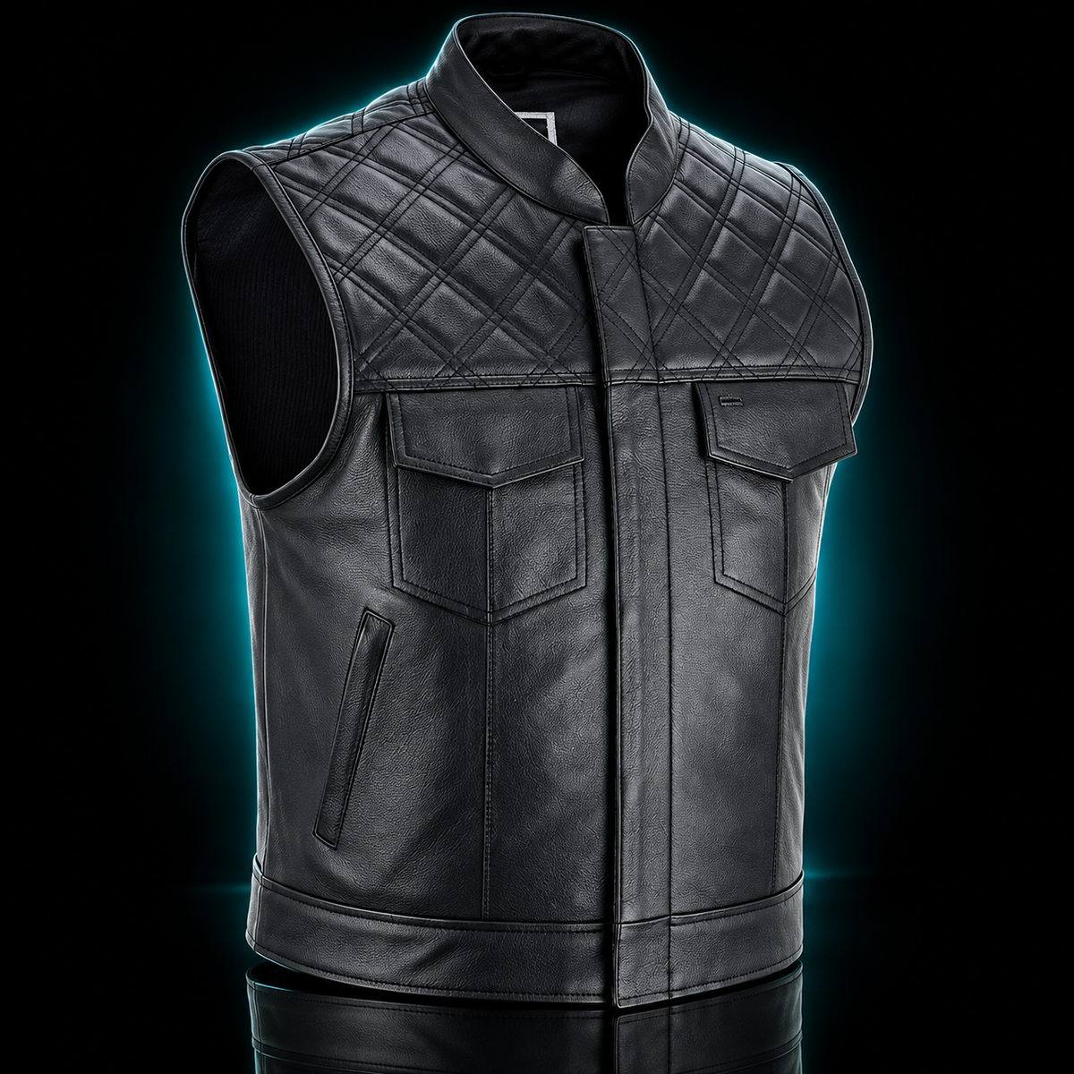 Biker cowl leather cowl leather vest club vest rocker vest men's chopper motorcycle