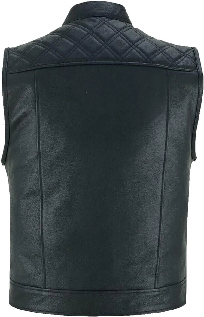 Biker cowl leather cowl leather vest club vest rocker vest men's chopper motorcycle